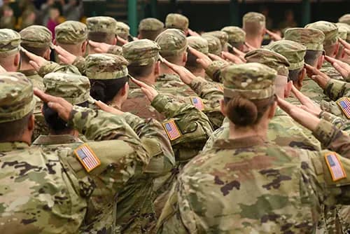 Military soldiers in formation